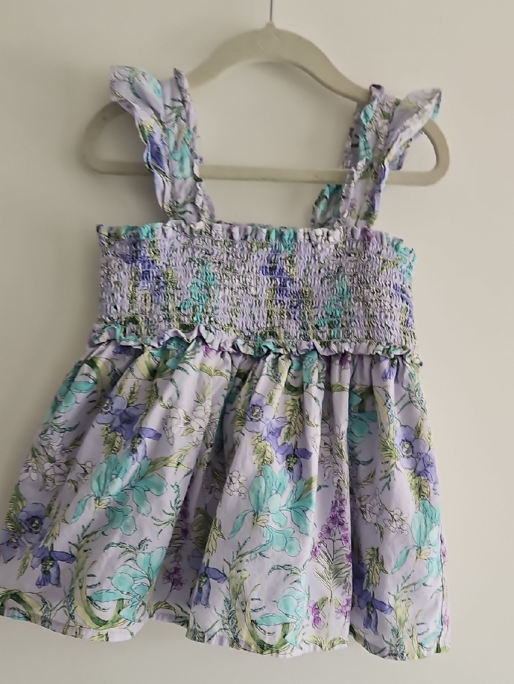 Janie and Jack Lavender Smocked Top with Floral Accent